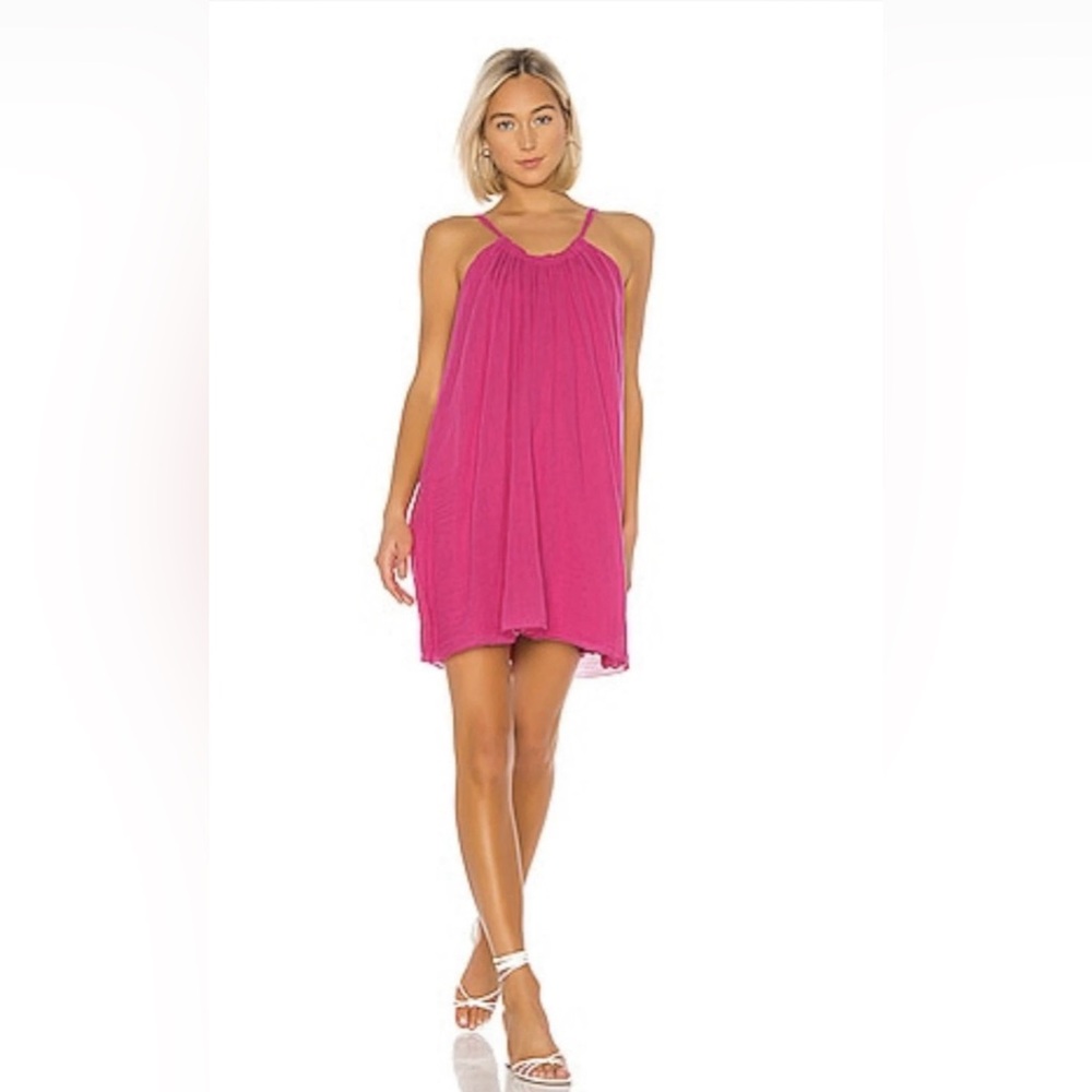 Velvet by Graham & Spenser Parisa 100% Cotton Gauze Tahiti Hot Pink Sundress M